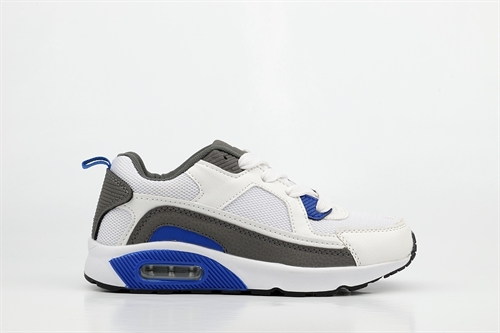 Ascot Boys Lace Up Trainers White/Blue/Charcoal