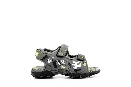 Ascot Boys Camouflage Touch Fasten Summer Sandals Grey/Lime