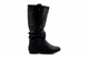 Womens Faux Leather Ruched Calf Boots Black