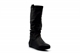 Womens Faux Leather Ruched Calf Boots Black