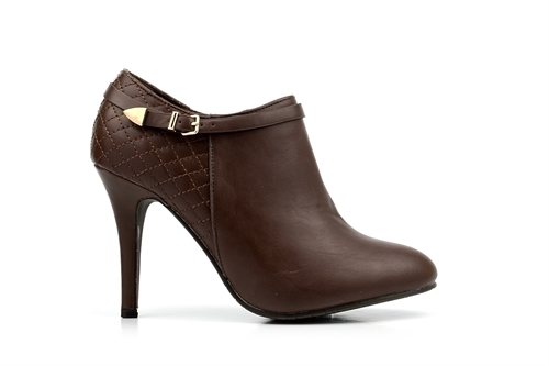 Womens High Heel Ankle Boots With Real Leather Insole Brown