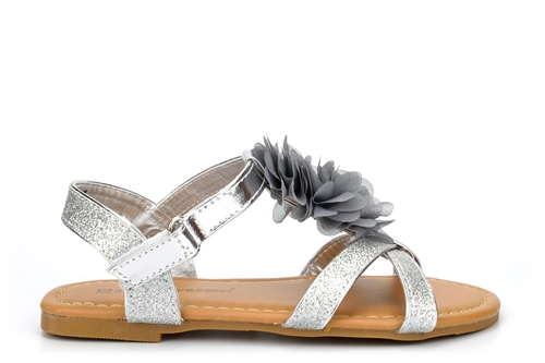 Chatterbox Girls Glitter Sandals With Touch Fastening Silver