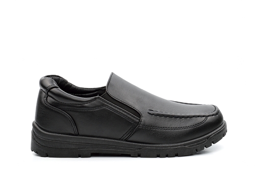 Boys Slip On School Shoes With Stitching Detail Black