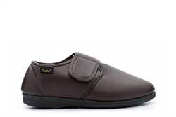 Dr Keller Mens Dr Chris Touch Fastening Slippers With Faux Leather Upper Brown