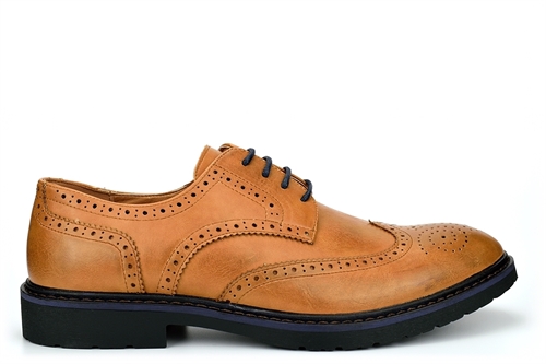 Mens Faux Leather Brogue Shoes Tan