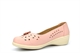 Shoe Tree Womens Comfort Shoe With Low Wedge Heel And Flower Detail Pink