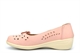 Shoe Tree Womens Comfort Shoe With Low Wedge Heel And Flower Detail Pink