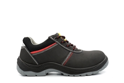 Tradesafe Leather Coated Lace Up Safety Shoes Black/Red