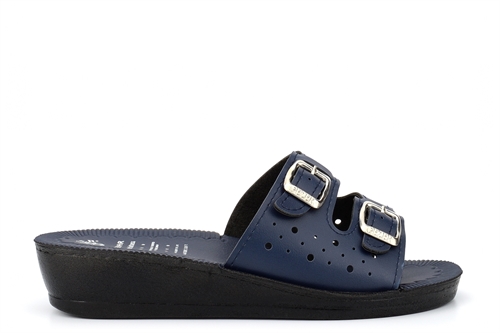 Womens Lightweight Mule Sandals With Adjustable Buckle Straps Navy