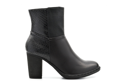 Womens Patchwork Faux Leather Ankle Boots Black