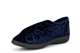 Cosies Womens Low Wedge Slippers With Touch Fastening And Embossed Flower Detail Navy