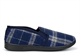 Jo & Joe Mens Tartan Textile Twin Gusset Slippers Navy Blue