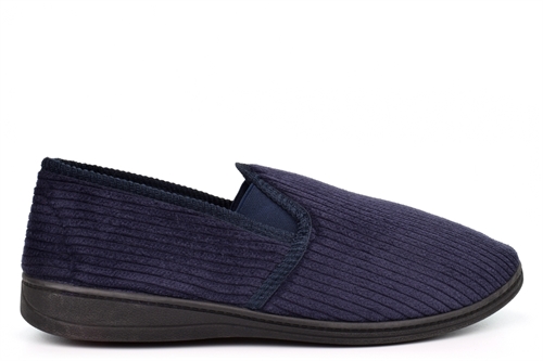 Mens Twin Gusset Slip On Cord Slippers Navy