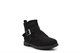 Girls Faux Suede Ankle Boots With Buckle and Tassel Detail Black