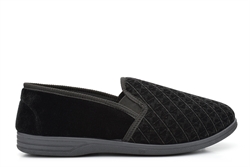 Zedzzz Mens Twin Gusset Slip On Slippers With Extra Large Sizes Black