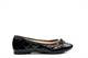 Chix Womens Quilted Flat Shoes With Bow Detail Patent Black