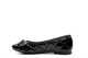 Chix Womens Quilted Flat Shoes With Bow Detail Patent Black