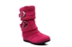 Girls Calf Boots With Faux Suede/Knitted Upper Fuchsia