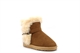 Chatterbox Girls Faux Suede Ankle Boots With Faux Fur Lining Tan