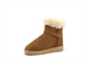 Chatterbox Girls Faux Suede Ankle Boots With Faux Fur Lining Tan