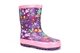 StormWells Girls Flower Print Waterproof Rubber Wellington Boots Mauve/Pink