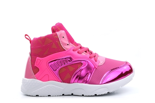 Girls High Top Lace Trainers Fuchsia