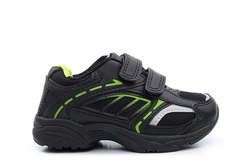 Boys Touch Fasten Trainers Black/Green