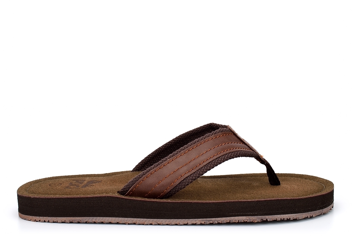 Mens Sandals Mens Mules Faux Leather Toe Post Flip Flops Summer Tan/Brown Size