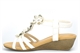 Maya Grace Womens Wedge Sandals With Golden Flower And Diamante Detail White