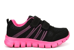 Dek Girls Touch Fastening Super Lightweight Jogger Trainers Black/Fuchsia