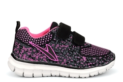 Dek Girls Super Lightweight Trainers With Two Touch Fastening Straps Black/Fuchsia