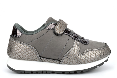 Girls Touch Fasten Trainers With Elasticated Laces Pewter | The Shoe Shack