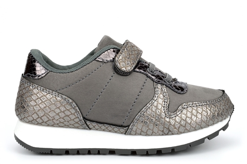 Girls Touch Fasten Trainers With Elasticated Laces Pewter
