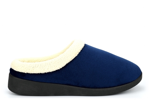 Sleep Boutique Womens Mule Slippers With Soft Fleece Lined Insole Navy