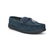 Sleepers Mens Real Leather Suede Moccasin Slippers With Rubber Sole Navy
