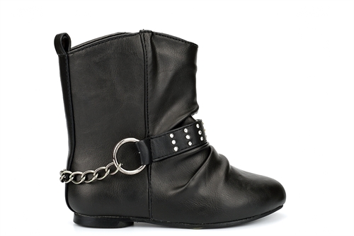 Spot On Girls Cowboy Boots With Very Low Heel Black