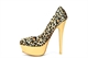 Magnolia Womens Leopard Print Platform Heels Camel