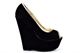 Womens Peep Toe Platform Wedges With Faux Suede Upper Black