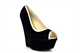 Womens Peep Toe Platform Wedges With Faux Suede Upper Black