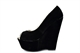 Womens Peep Toe Platform Wedges With Faux Suede Upper Black