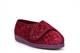 Comfylux Womens Super Wide Fit Slippers With Touch Fastener Burgundy (EEEE Fitting)
