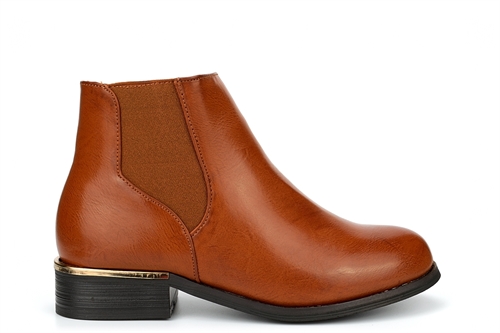 Little Diva Girls Ankle Boots With Faux Leather Upper Tan