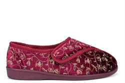 Zedzzz Womens Touch Fasten Washable Slippers Burgundy