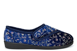 Zedzzz Womens Touch Fasten Washable Slippers Navy Blue