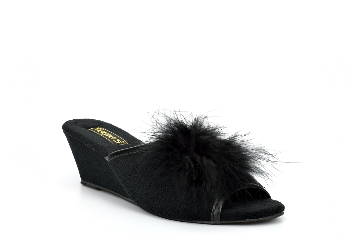 Zapatillas de cuña para mujer Zapatillas de mula para mulas Roseta con joyas Cuñas de boa - Imagen 3 de 9