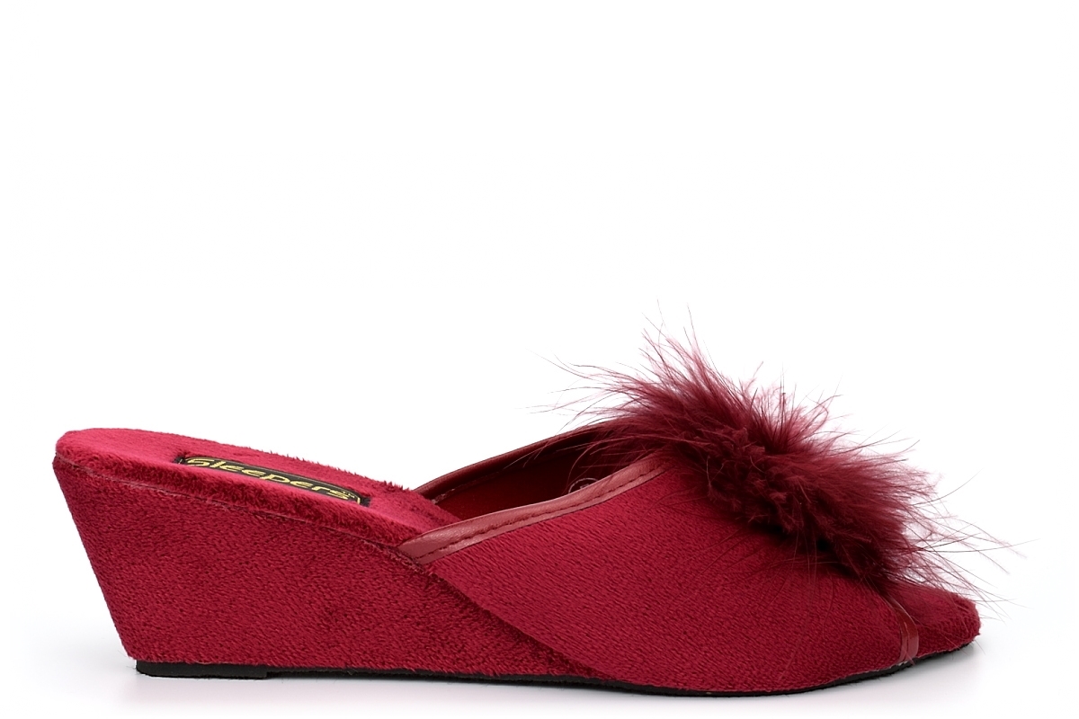 Zapatillas de cuña para mujer Zapatillas de mula para mulas Roseta con joyas Cuñas de boa - Imagen 6 de 9