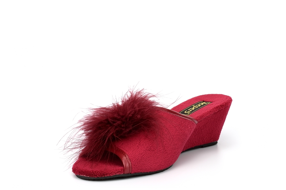 Zapatillas de cuña para mujer Zapatillas de mula para mulas Roseta con joyas Cuñas de boa - Imagen 8 de 9