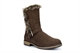 Womens Faux Suede Calf Boots With Double Buckle Detail Brown
