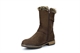 Womens Faux Suede Calf Boots With Double Buckle Detail Brown