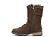 Womens Faux Suede Calf Boots With Double Buckle Detail Brown